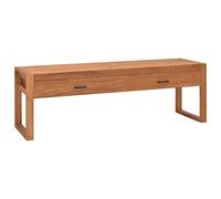 Tonture Meuble TV en Bois de Teck 140x40x45 cm avec 2 tiroirs, Support pour télévision et appareils multimédia, Rangement Pratique pour Salon, Design Naturel et Durable