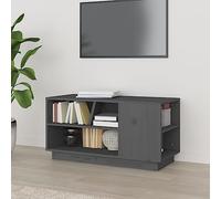 Tonture Meuble TV Gris en Bois de Pin Massif 80x35x40,5 cm avec Rangements, Console de Salon Moderne, Support pour Écran, Table de Rangement Multifonction, Design Scandinave Industriel