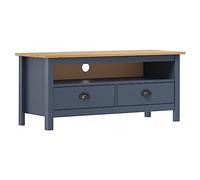 Tonture Meuble TV Hill Range en Bois de pin Massif Gris et Marron Miel 110x40x47 cm avec 2 tiroirs, 1 Compartiment, Rangement Pratique pour Salon, Chambre, Design Industriel scandinave