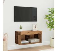 Tonture Meuble TV Mural en Bois d'ingénierie avec LED, Dimensions 60 x 30 x 30 cm, Rangement avec étagère, Design Moderne pour Salon, Support pour télévision et appareils multimédia