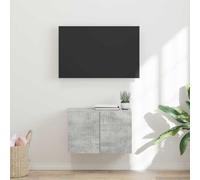 Tonture Meuble TV Mural Gris béton en Bois d'ingénierie 59,5 x 31 x 40 cm avec Portes pivotantes, Rangement Multifonction pour Salon, Chambre, séjour, Style Moderne et Design scandinave