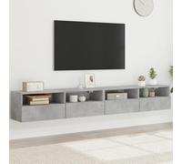 Tonture Meubles TV muraux 2pcs Gris béton Bois d'ingénierie 100x30x30cm Design Moderne scandinave Rangement Suspendu pour Salon séjour télévision Multifonction