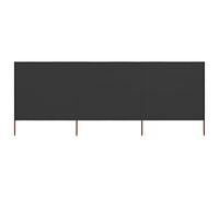 Tonture Paravent 3 Panneaux en Tissu Non tissé 400 x 80 cm Anthracite avec 4 poteaux en Bois pour Protection Vent Jardin terrasse Balcon extérieur