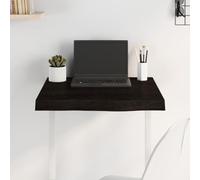 Tonture Plateau de table marron foncé en chêne massif 60 x 60 x (2-6) cm avec bord naturel, polyvalent comme plateau de rechange pour bureau, cuisine, salon, bricolage, rénovation, planche de meubles
