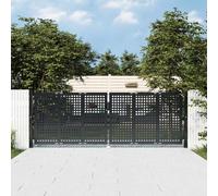 Tonture Portail de jardin anthracite en acier - 300 x 150 cm - Double battant - Verrouillable avec serrure et poignée - Grillage - Clôture - Portail d'entrée pour jardin, cour et terrasse