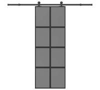 Tonture Porte coulissante avec ferrure, 76 x 205 cm, verre trempé en aluminium noir, avec rail de roulement et butoir de porte, design moderne pour porte d'entrée, porte extérieure, avec