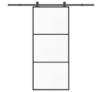 Tonture Porte coulissante en verre ESG 90x205 cm avec kit de quincaillerie acier noir, aluminium durable, installation facile pour maison appartement, solution et design moderne