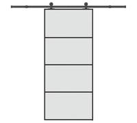 Tonture Porte coulissante verre ESG 90x205 cm avec kit quincaillerie acier noir, aluminium durable, installation facile pour maison appartement, solution et design moderne silencieux