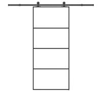 Tonture Porte coulissante verre ESG 90x205 cm avec kit quincaillerie acier noir, cadre aluminium durable, installation facile, design moderne peu encombrant pour maison et appartement