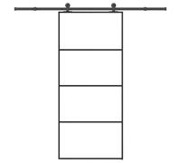 Tonture Porte coulissante verre ESG 90x205 cm avec kit quincaillerie acier peinture poudre noir, cadre aluminium durable, installation facile pour maison appartement intérieur moderne