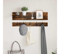 Tonture Porte-Manteau Mural avec étagère en Bois d'ingénierie Chêne fumé 90 x 15 x 36 cm, Support de Rangement Flottant pour entrée, Salon, Chambre ou Bureau, Design Moderne et Pratique