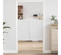 Tonture Portes battantes 2 pcs en bois de pin massif blanc 100x90 cm pour intérieur design à lattes robustes pratique pour maison appartement pavillon