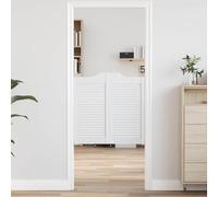 Tonture Portes battantes en bois de pin massif blanc 2 pcs 80x80 cm design lattes intérieur durable et robuste pour maison appartement pavillon isolation phonique thermique
