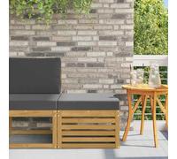 Tonture Pouf d'Extérieur en Bois d'Acacia Massif Blanc pour Jardin Terrasse Veranda Lounge Confortable avec Coussin Anthracite et Design à Lattes Polyvalent