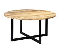Tonture Table à manger ronde 150 x 73 cm en bois massif de mangue, polie et laquée, design industriel pour salle à manger, appartement