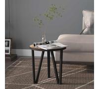 Tonture Table à thé Ronde en MDF et Acier Noir et Jaune 35 cm de diamètre Table d'appoint pour Salon Chambre Bureau Meuble Support Plateau Rangement desserte Console