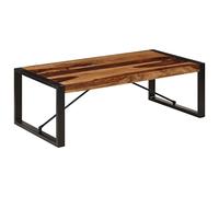 Tonture Table basse 120 x 60 x 40 cm en bois d'acacia massif, style industriel, poli et laqué, pieds en acier robuste, pour salon, grain unique, meubles durables