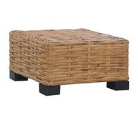 Tonture Table basse 47 x 47 x 28 cm en rotin naturel avec pieds en bois d'acajou, résistante aux intempéries, pour salon, terrasse et balcon, durable et modulable, idéale pour salon d'extérieur et
