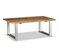 Tonture Table Basse Bois de récupération Massif 100x60x38 cm avec Pieds en Fer forgé Stable Meuble Salon Vintage Design Industriel Console Bout canapé