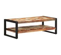 Tonture Table Basse en Bois de récupération Solide 120x60x40 cm avec Cadre en Fer Enduit de Poudre, Meuble Salon Multifonction avec Rangement, Design Industriel Vintage pour intérieur Maison Bureau
