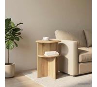 Tonture Table d'appoint chêne Artisanal Bois d'ingénierie Ø 39,5 x 55 cm Meuble Support Rangement Salon Chambre Bureau avec Plateau Rond Pratique et Design Minimaliste Fonctionnel