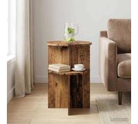 Tonture Table d'appoint en Bois Ancien Ø 39,5 x 55 cm en Bois d'ingénierie avec Plateau Rond, Meuble Support Polyvalent pour Salon, Chambre et Bureau, Rangement Pratique et Design Minimaliste