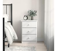 Tonture Table de Chevet Alta Blanc Bois de pin Massif 41x35x55,5 cm avec 3 tiroirs Rangement Chambre Salon Bureau Style scandinave Rustique