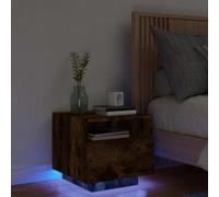 Tonture Table de Chevet chêne fumé 40x39x37 cm avec lumières LED RVB, tiroir Rangement, Caisson Multifonction pour Chambre, Salon, Bureau, Design Moderne et Durable