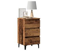 Tonture Table de Chevet en Bois d'ingénierie avec Pieds en métal, 40x35x69 cm, 3 tiroirs, Meuble de Rangement Industriel pour Chambre, Salon, Bureau, Style Vintage Rustique scandinave