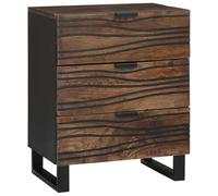 Tonture Table de Chevet Noyer en Bois d'ingénierie 50 x 33 x 62 cm avec 3 tiroirs, Meuble de Rangement Rustique pour Chambre, Salon ou Bureau, Style scandinave et Industriel