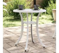 Tonture Table de jardin blanche en fonte d'aluminium Ø 48 x 53 cm - Table de balcon résistante aux intempéries - Peu encombrante - Table d'appoint d'extérieur pour terrasse, véranda et jardin d'hiver