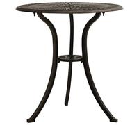 Tonture Table de jardin bronze en fonte d'aluminium 62 x 62 x 65 cm résistante aux intempéries avec trou de parasol Table d'appoint pour terrasse, extérieur, véranda et jardin d'hiver, peu encombrant