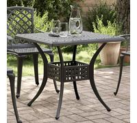 Tonture Table de Jardin Noir en Aluminium coulé 80x80x75 cm Stable avec Trou Parasol pour terrasse Balcon Patio Repas extérieur Polyvalent