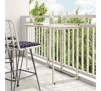 Tonture Table de jardin pliante, gris clair, 90 x 51 x 75 cm, en rotin synthétique avec cadre en acier revêtu par pulvérisation, peu encombrant, pour balcon, terrasse, jardin, extérieur, véranda