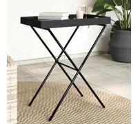 Tonture Table pliante noire en rotin synthétique 65 x 40 x 75 cm, résistante aux intempéries et peu encombrante, idéale comme table de jardin, table de balcon, table d'appoint pour extérieur, terrasse