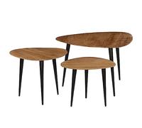 Tonture Tables Basses gigognes 3 pcs Bois d'acacia Massif Finition laquée Dimensions variées Ensemble pour Salon séjour Chambre Style Vintage Industriel Moderne