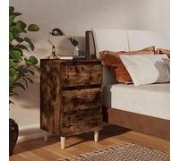 Tonture Tables de Chevet chêne fumé avec Pieds en Bois, 2 pièces, 40x35x69 cm, 3 tiroirs de Rangement, Meuble de Chambre scandinave Pratique et Stable pour Salon ou Bureau
