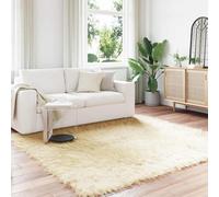 Tonture Tapis en Fausse Peau de Mouton crème 200 x 200 cm Polyester Doux Moderne pour Salon Chambre décoration Cosy intérieur
