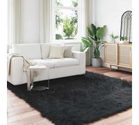 Tonture Tapis en Fausse Peau de Mouton Noir 200 x 200 cm Polyester Doux et épais pour Salon Chambre Bureau intérieur Design Moderne et Cosy