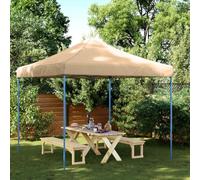 Tonture Tente de réception Pliable Beige 292x292x315 cm avec Cadre Acier Enduit de Poudre, Toit Oxford PVC, Barnum Pop-up pour Jardin terrasse Camping Plage, Protection Soleil Pluie Vent