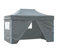 Tonture Tente Pliable 3 x 4,5 m Anthracite avec 4 parois latérales, Cadre Acier Enduit de Poudre, Toit Oxford 600D PVC résistant UV et Eau, abri Pliant idéal Jardin terrasse Camping extérieur