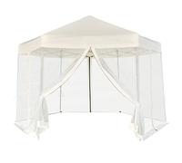 Tonture Tente pop-up hexagonale avec 6 parois latérales - Blanc crème - 3,6 x 3,1 m - Cadre en acier revêtu par pulvérisation - Tente de jardin pliable - Tente de fête - Protection solaire - Auvent