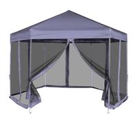Tonture Tente pop-up hexagonale bleu foncé avec 6 parois latérales, tente de jardin pliable de 3,6 x 3,1 m, cadre en acier stable, imperméable, idéale pour les fêtes, l'extérieur, la terrasse et le
