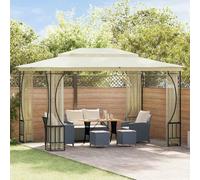 Tonture Tonnelle avec moustiquaire en Acier 300x400x265 cm crème, abri extérieur résistant aux UV pour Jardin terrasse Camping, pergola Barnum avec Toit en Polyester et Protection Contre