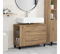 Tonture Unité de vanité de Salle de Bain en Bois d'ingénierie Chêne Artisanal avec Porte Flexible, Grand Espace de Rangement, Pieds Ajustables, idéal pour Salle de Bain Moderne et compacte