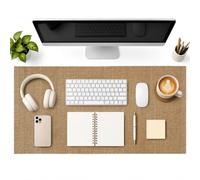 TONYBASKET Sous-main 90 x 43 cm - Tapis de souris XXL - Marron foncé | Grand sous-main antidérapant - Organiseur de bureau multifonction pour bureau à domicile