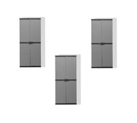 TOOD Lot de 3 armoires hautes de rangement 3 tablettes en résine