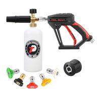 Tool Daily Pistolet Court avec Canon à Mousse,Adaptateur pour Karcher K2-K7 | Lance à Mousse 1 L, Pistolet avec 5 Embouts de Buse, pour Lavage de Voiture, Connecteur M22 et Raccord Rapide 1/4", 280 bar