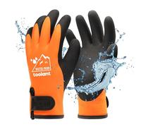 toolant Gants de travail 100% étanches pour hommes et femmes, gants de travail d'hiver pour temps froid, écran tactile, gants thermiques chauds, orange, taille L