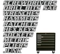 Toolbox Drawer Tags, 3D Magnetic Tool Box Labels, 11 Pieces, Reusable Toolbox Organization Stickers, Embedded Magnet